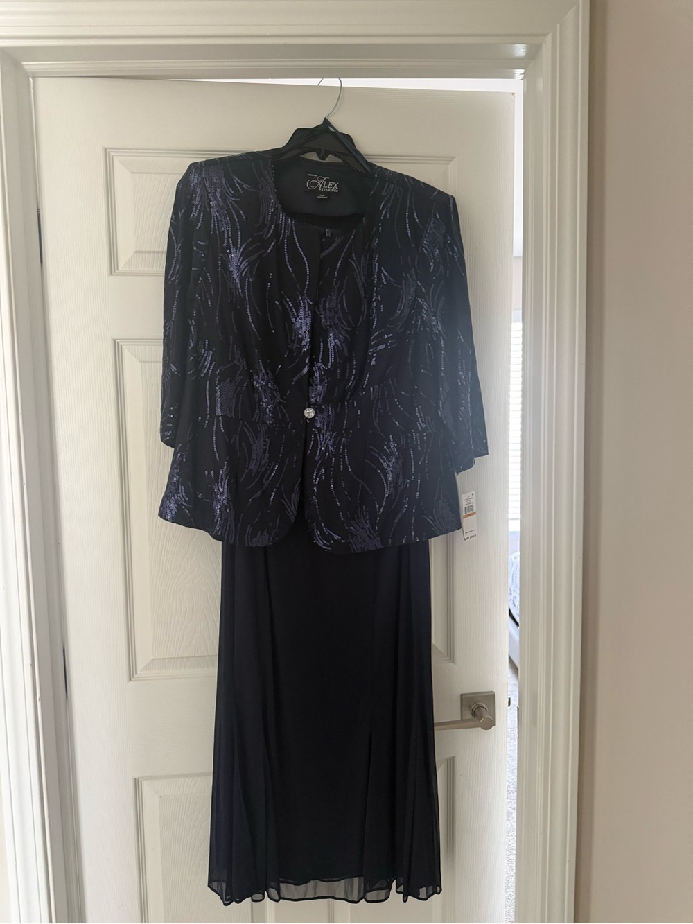 Alex Evenings Navy and Black Two-Piece Evening Dress